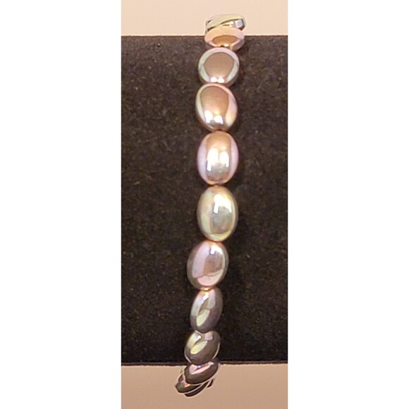 Handmade Iridescent Beaded Bracelet | Shimmer Pearl Effect Jewelry - Picture 2 of 2